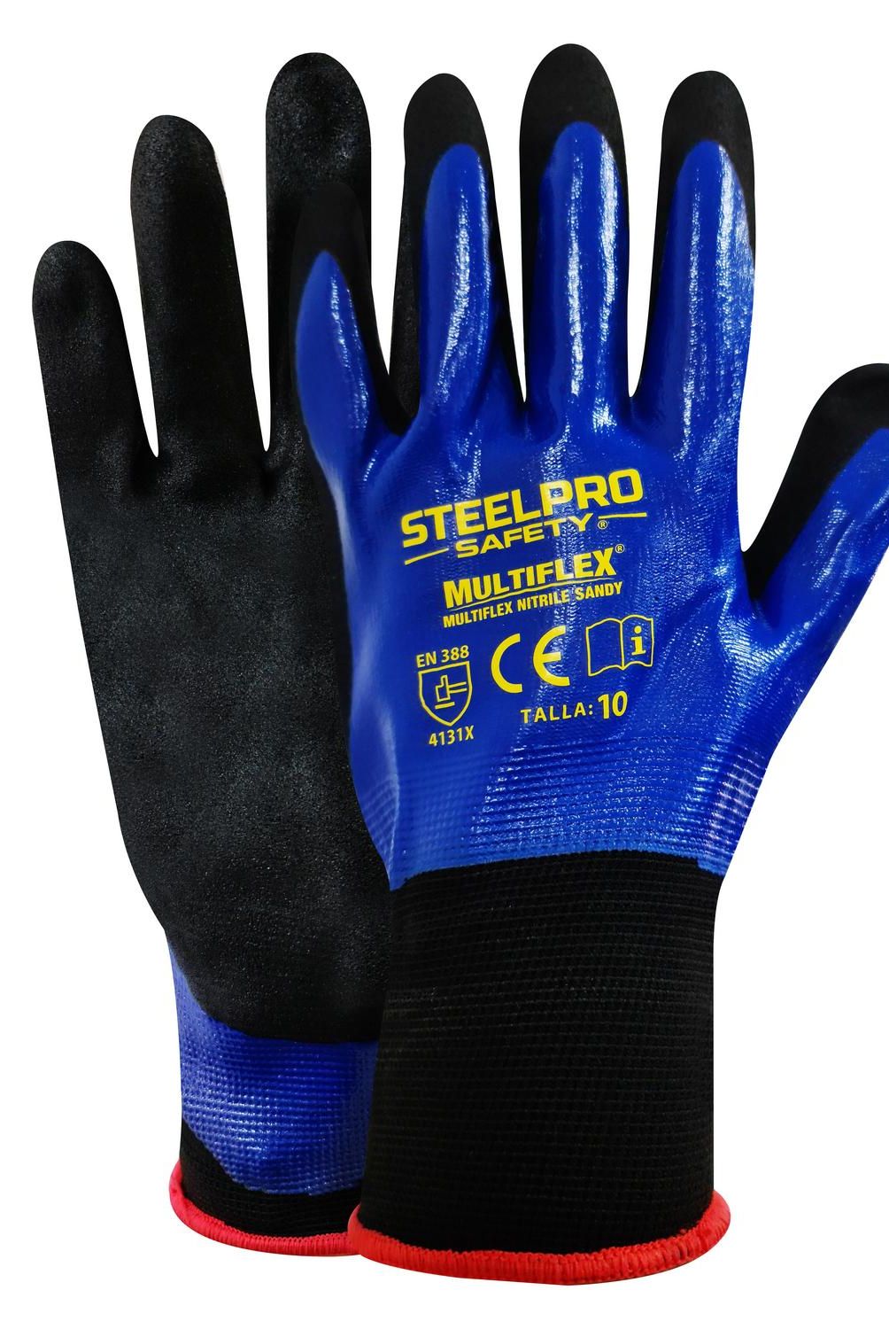 STEELPRO - Guante Multiflex Nitrile Sandy de Nitrilo L Azul/negro
