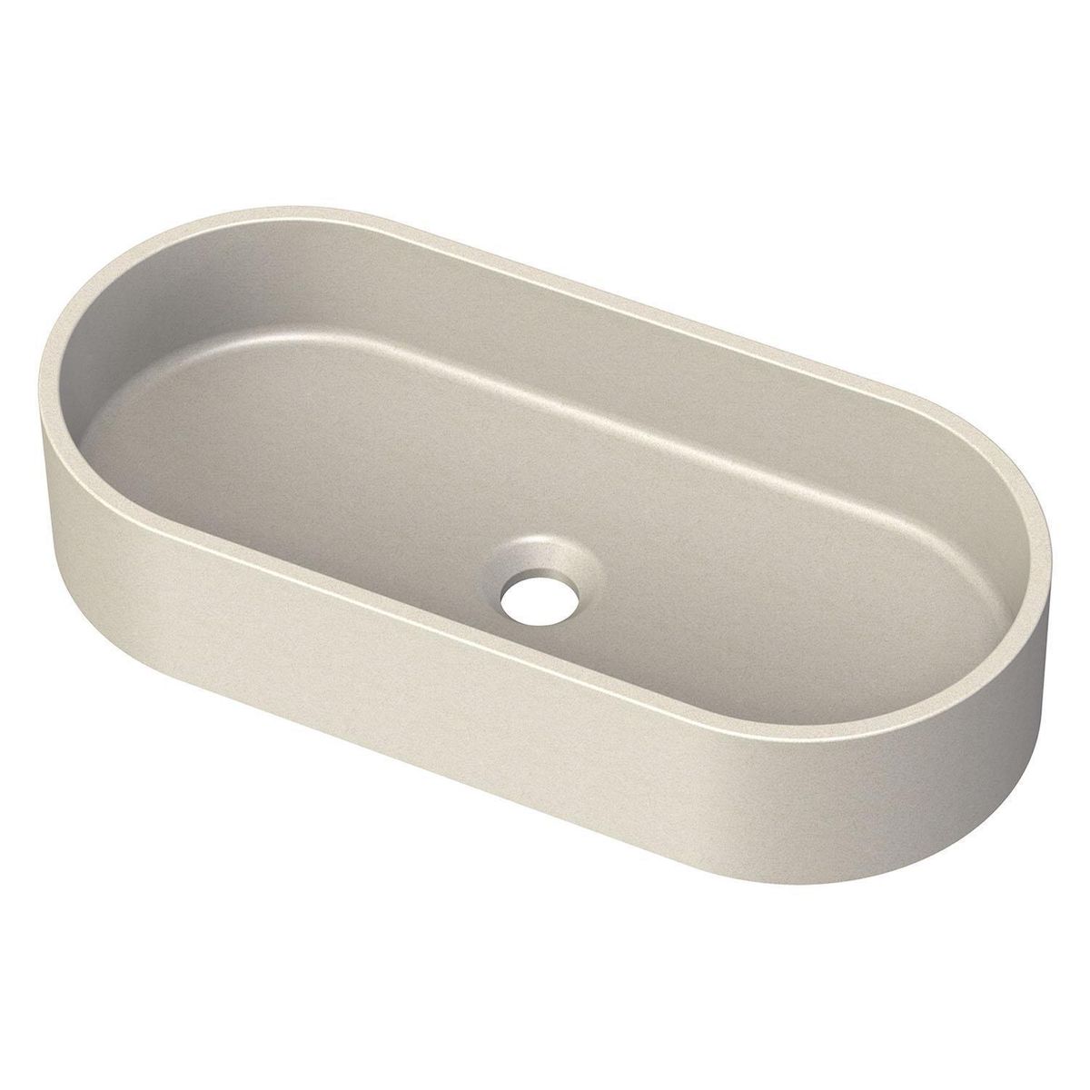 KLIPEN - Lavamanos Sobrepuesto Forma Ovalada Granito 60x12x28 cm Blanco