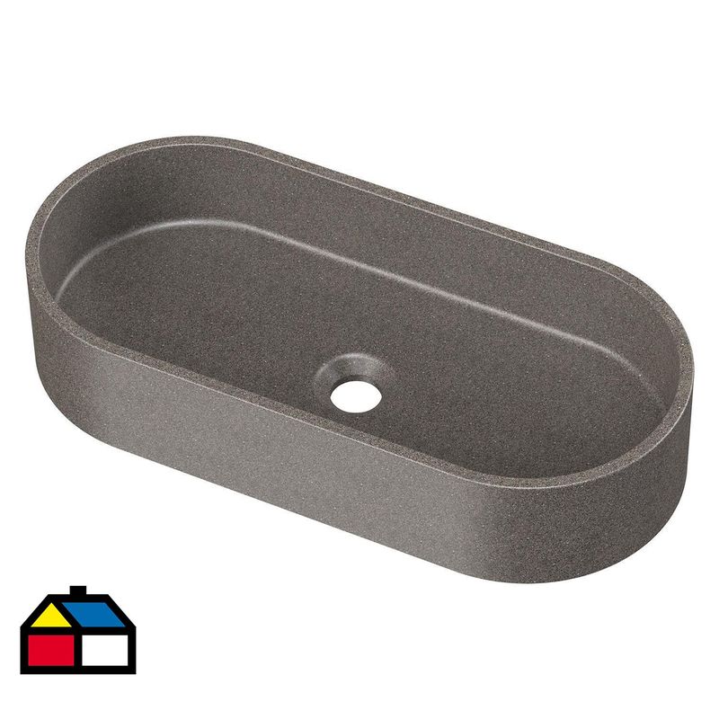 KLIPEN - Lavamanos Sobrepuesto Forma Ovalada Granito 60x12x28 cm Negro