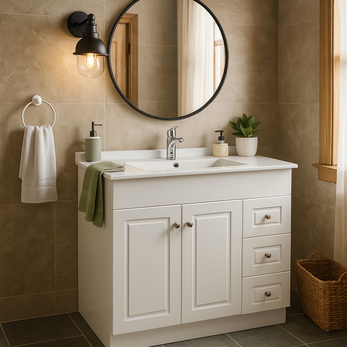 DOMSA - Kit mueble vanitorio B80PHD-B P 80x47x80 cm