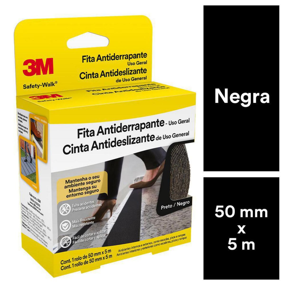3M - Cinta Antideslizante Negra 5 m