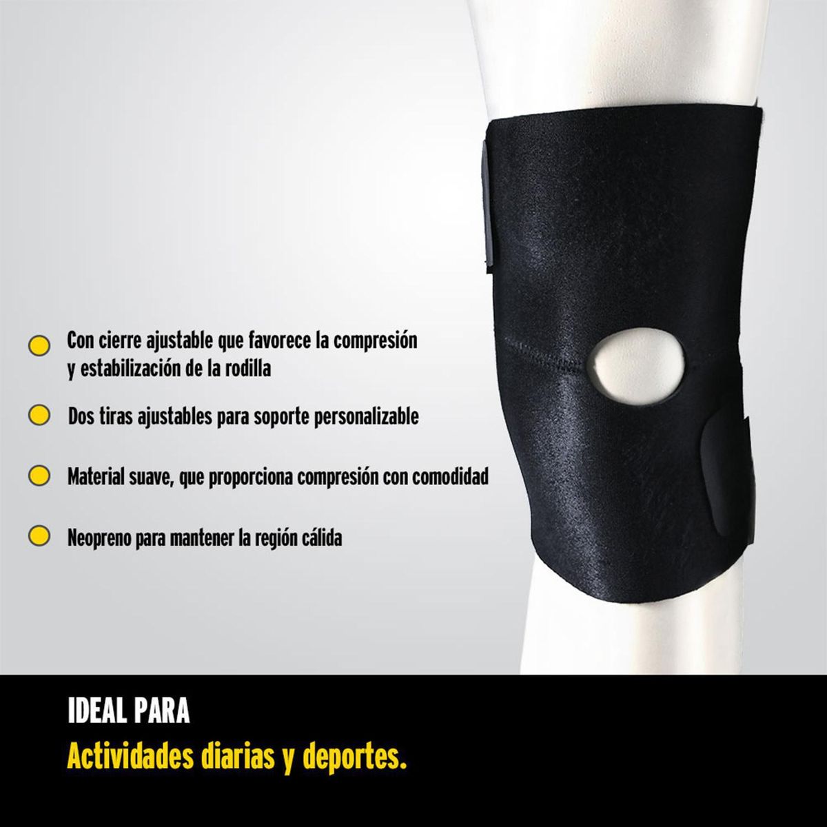 FUTURO - Soporte de Rodilla Ajustable Negro