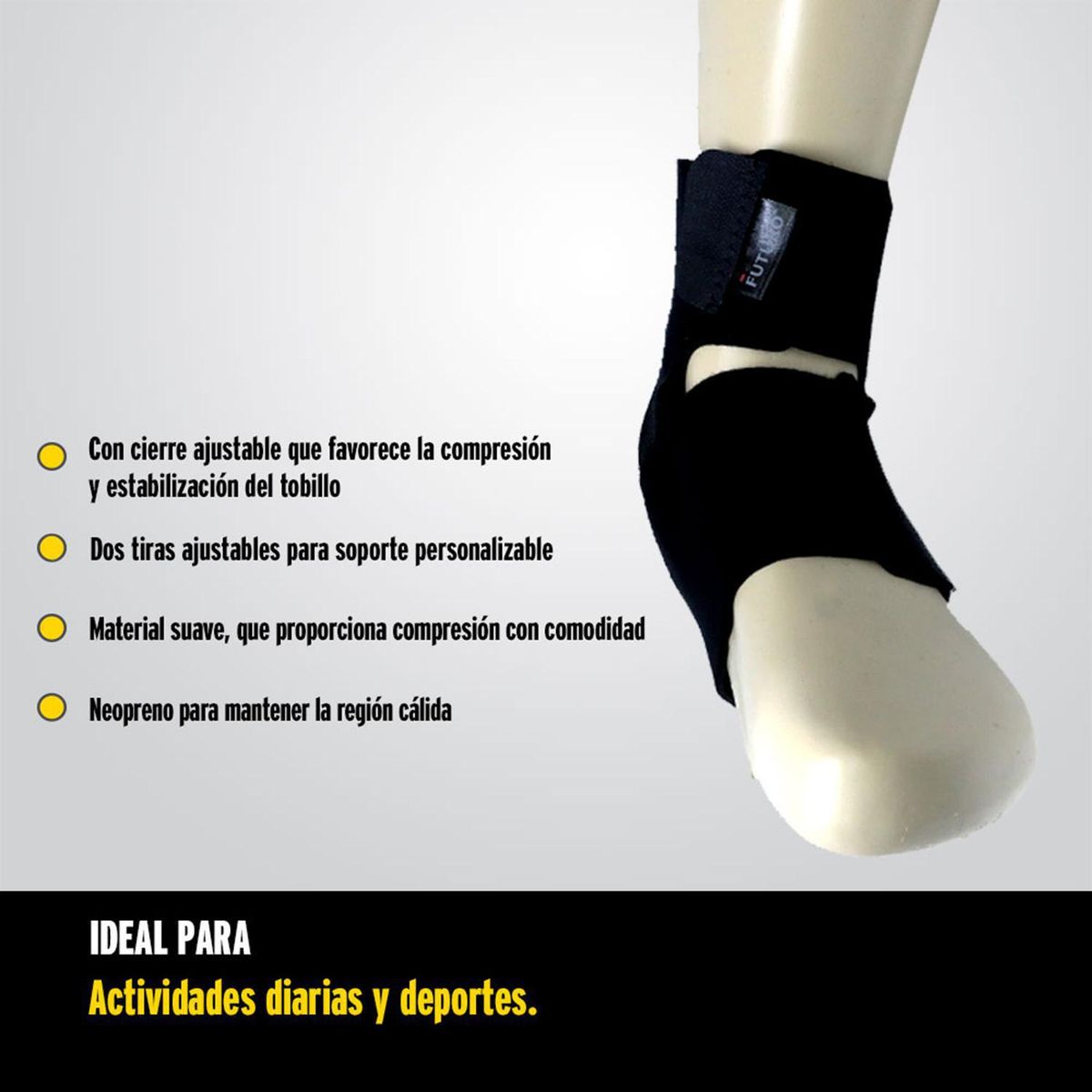 FUTURO - Soporte de Tobillo Ajustable Negro