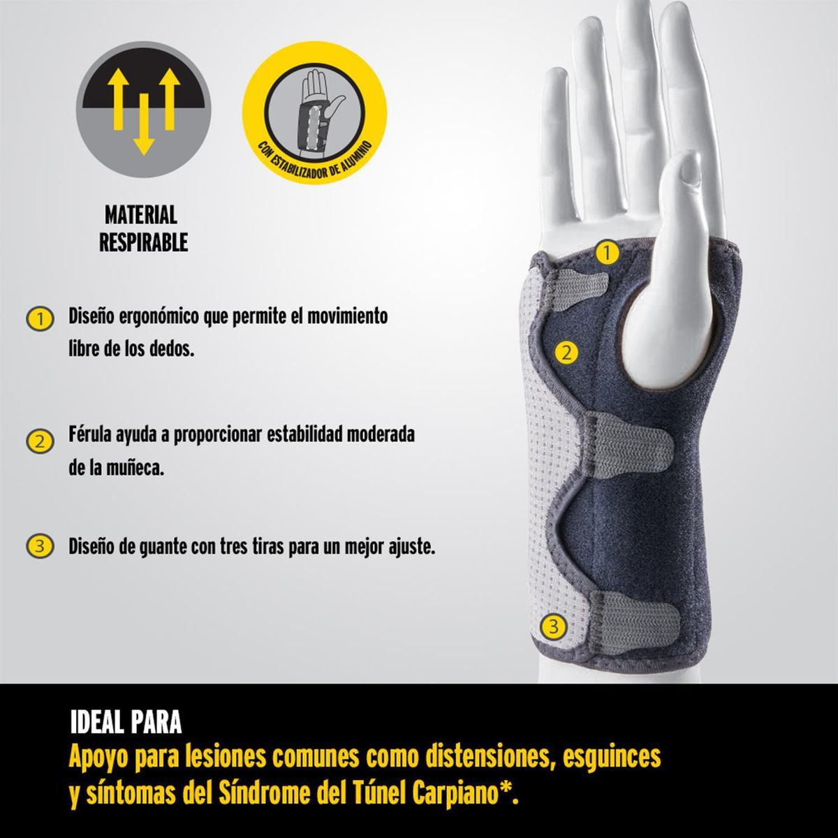 FUTURO - Muñequera con Férula Reversible Ajustable Gris