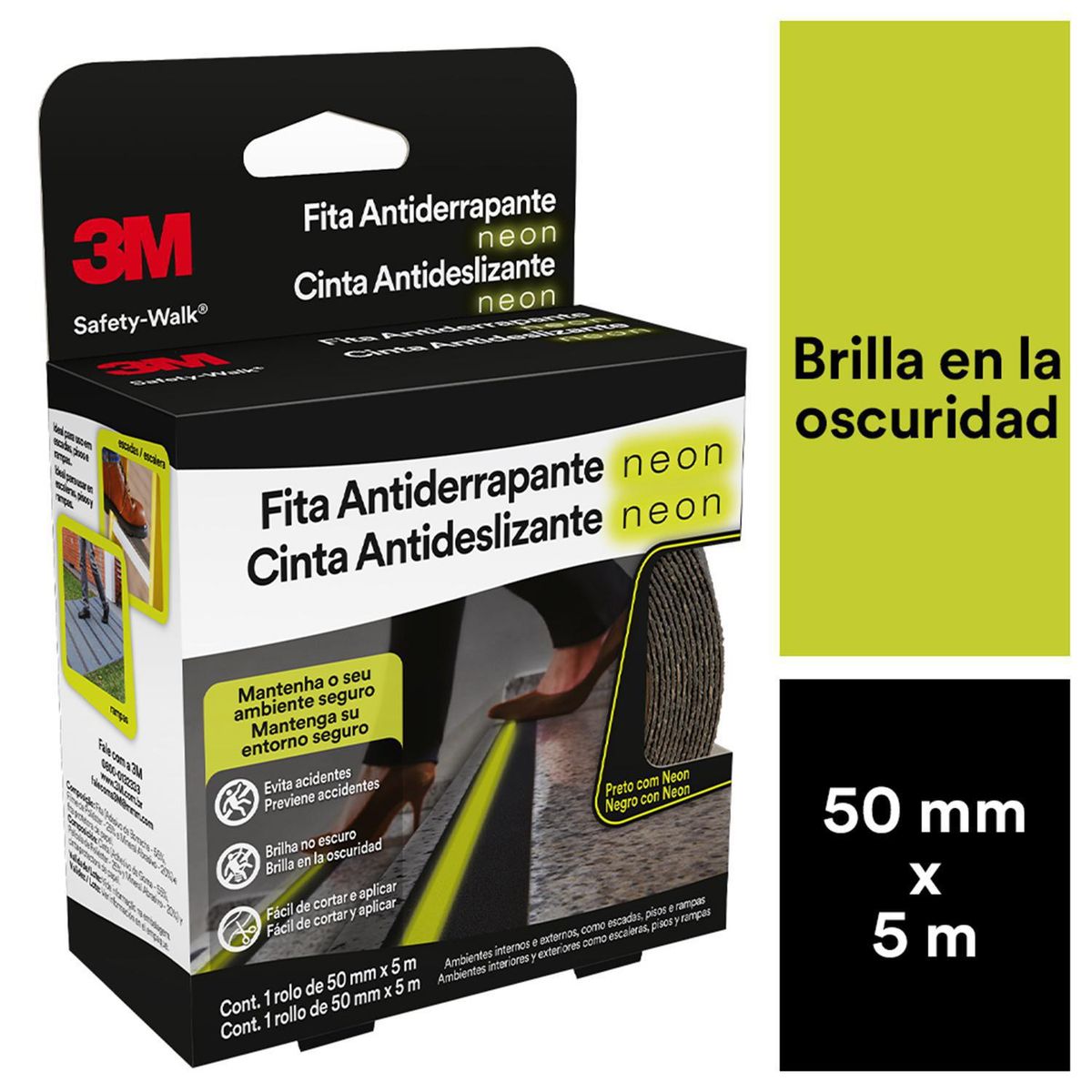 3M - Cinta Antideslizante Neón 50 mm x 5 m