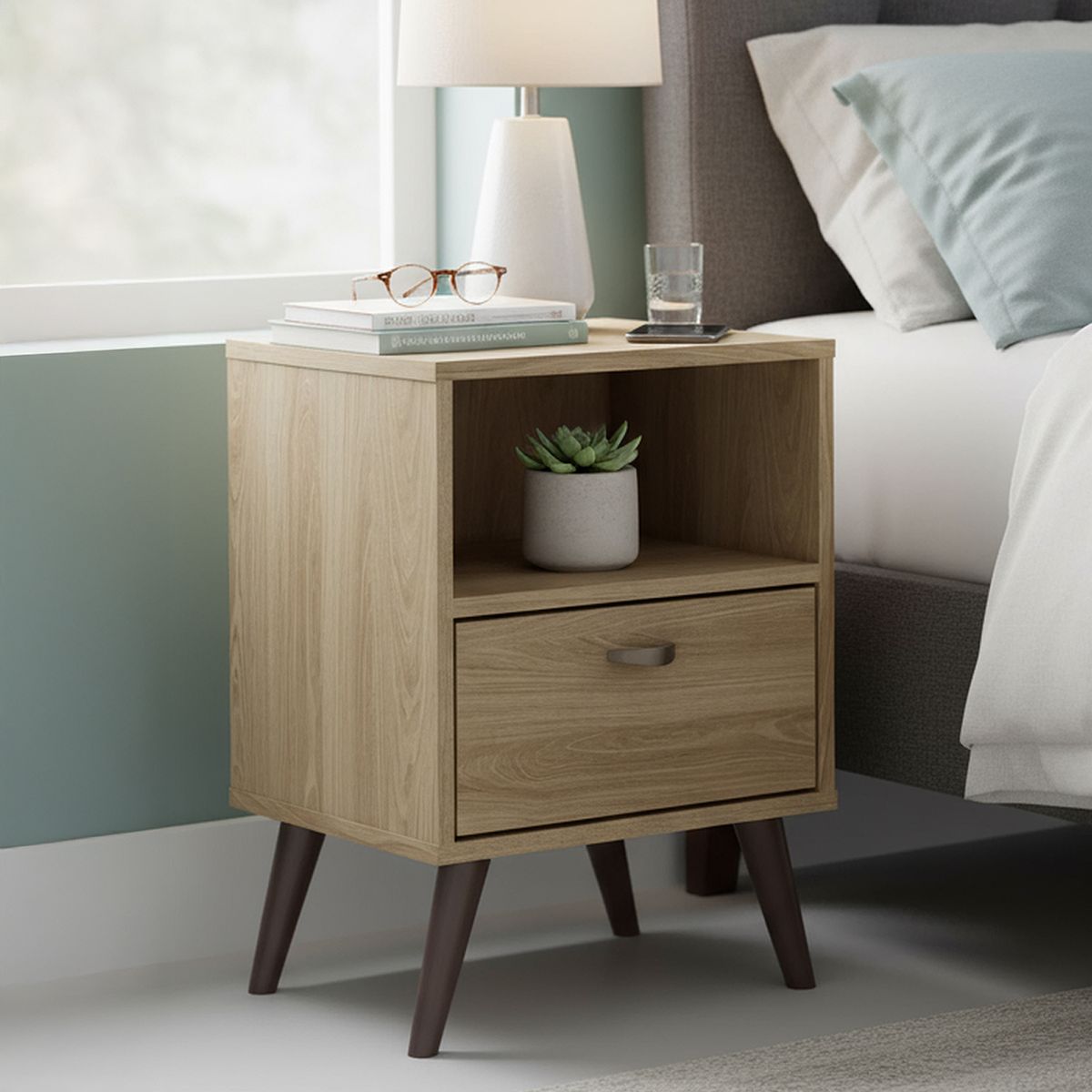 BE DESIGN - Velador 1 Cajón(es) Honey 39x54x30 cm Café