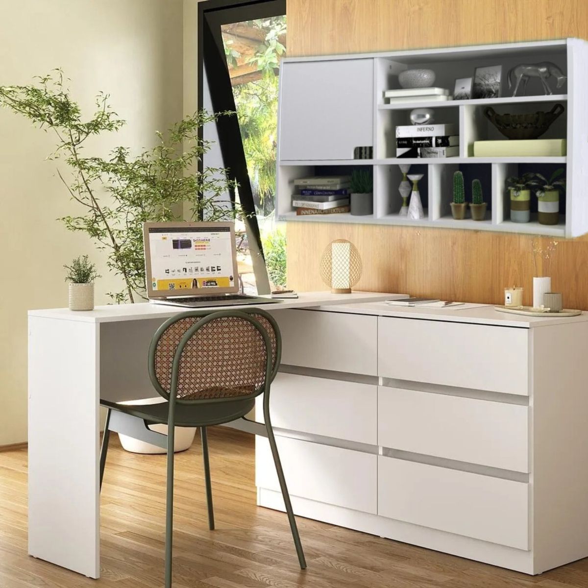 BE DESIGN - Estante Compaq MDF 9 Nivel(es) 110x55x23.5 cm Blanco