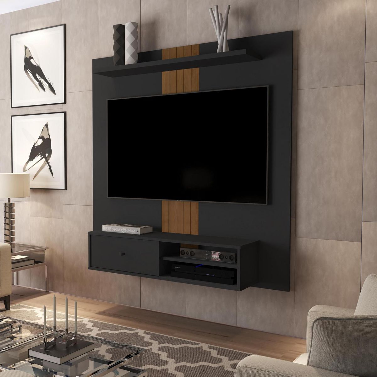 BE DESIGN - Rack pared BE negro caramelo