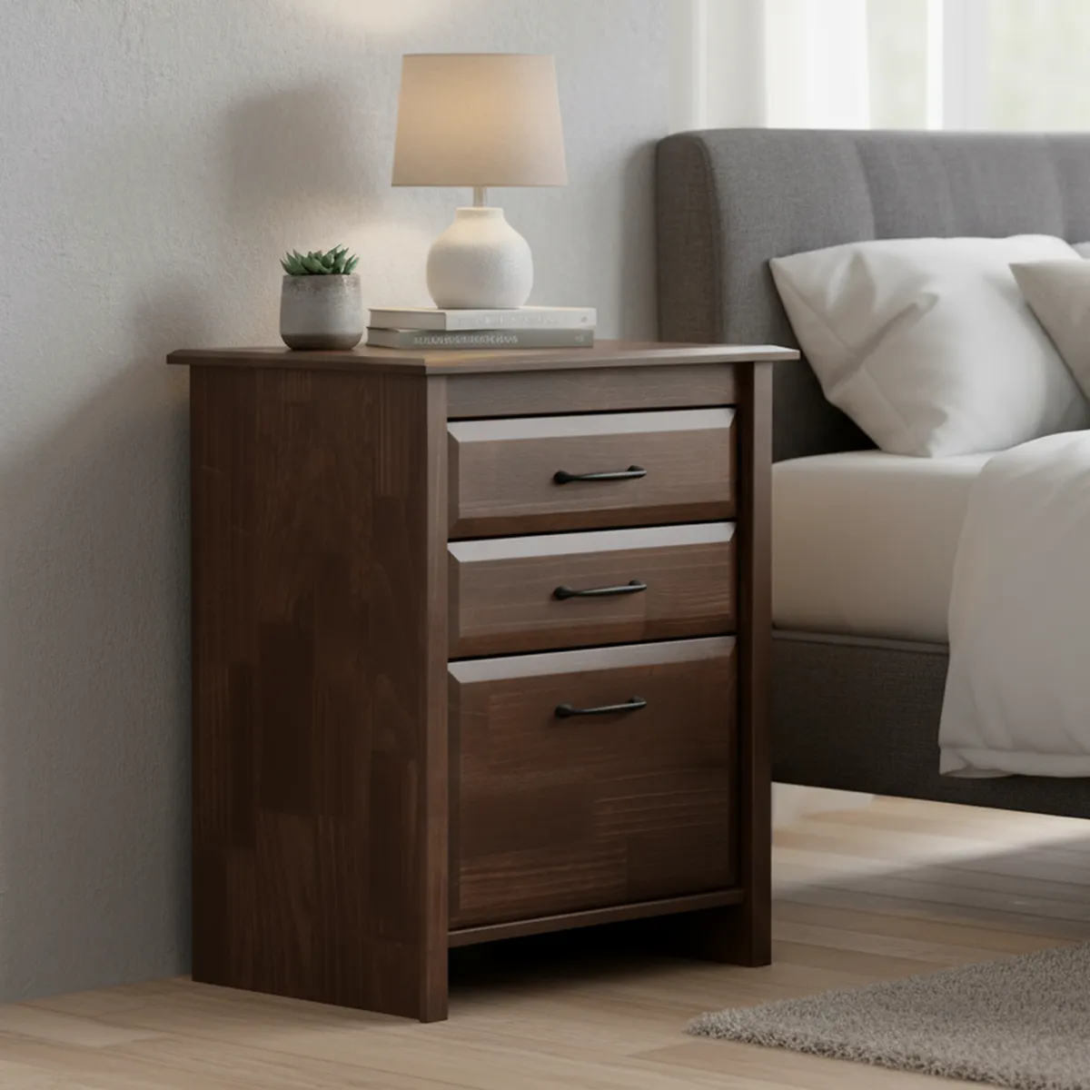 ROSEN - Velador 3 Cajón(es) Dolce 49x64.7x47 cm Café