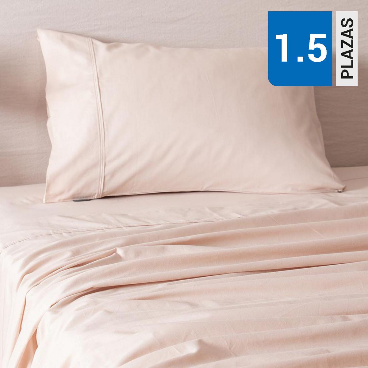SOHOME - Juego de Sábanas Liso 1.5 plazas 180 Hilos Rosado