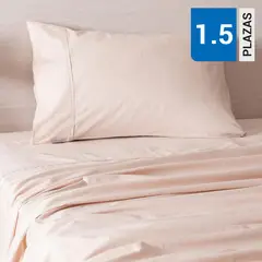 SOHOME - Juego de Sábanas Liso 1.5 plazas 180 Hilos Rosado