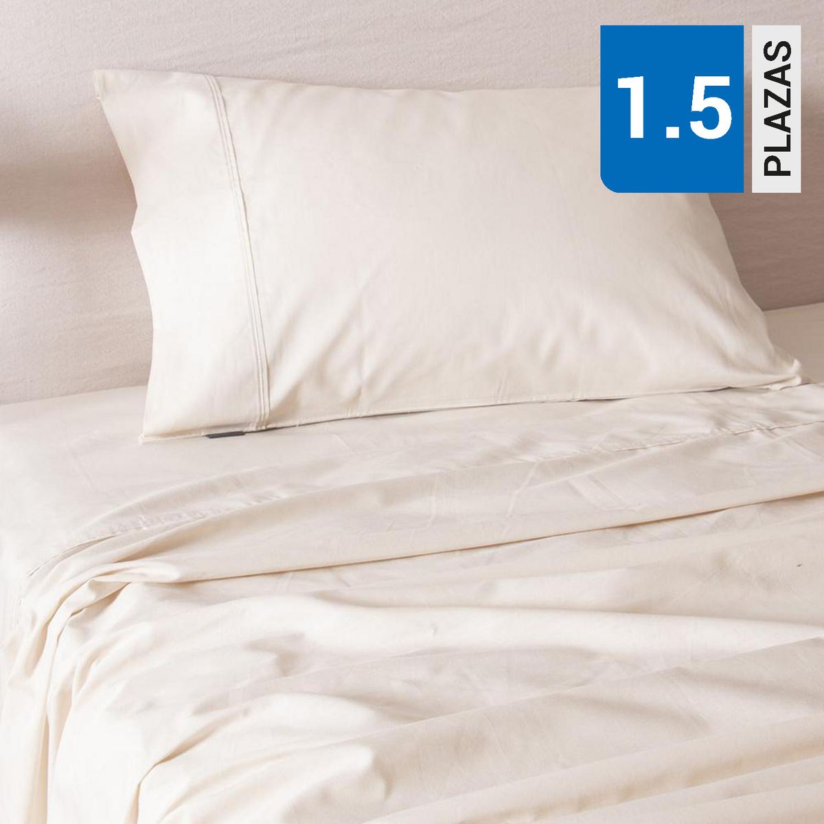 SOHOME - Juego de Sábanas Liso 1.5 plazas 180 Hilos Beige