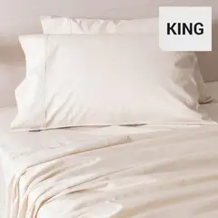 SOHOME - Juego de Sábanas Liso King 180 Hilos Beige