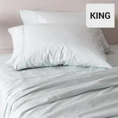 SOHOME - Juego de Sábanas Liso King 180 Hilos Celeste