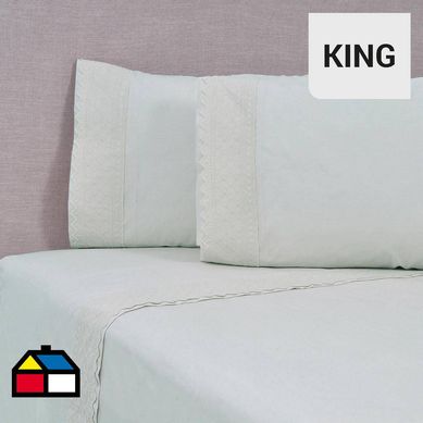 Sbana broderie bricks king verde