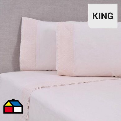 Sbana broderie bricks king rosado angel