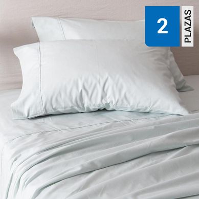 Sbanas lisa 180 hilos 2 plazas celeste