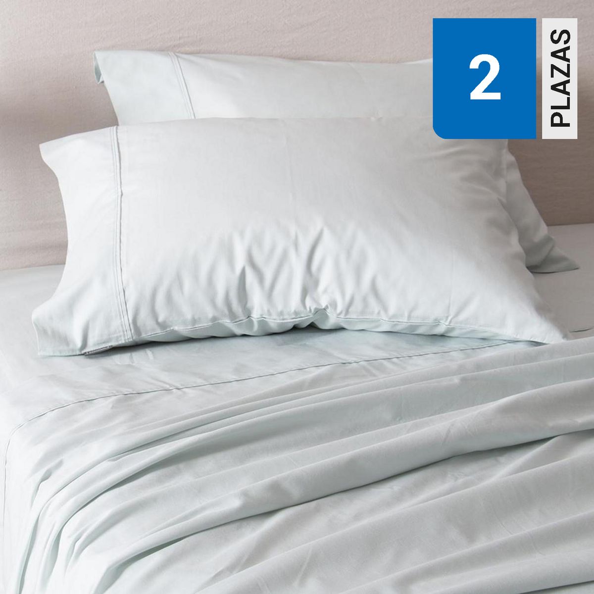 SOHOME - Sábana Liso 2 plazas 180 Hilos Celeste