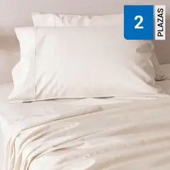 SOHOME - Sábana Liso 2 plazas 180 Hilos Beige