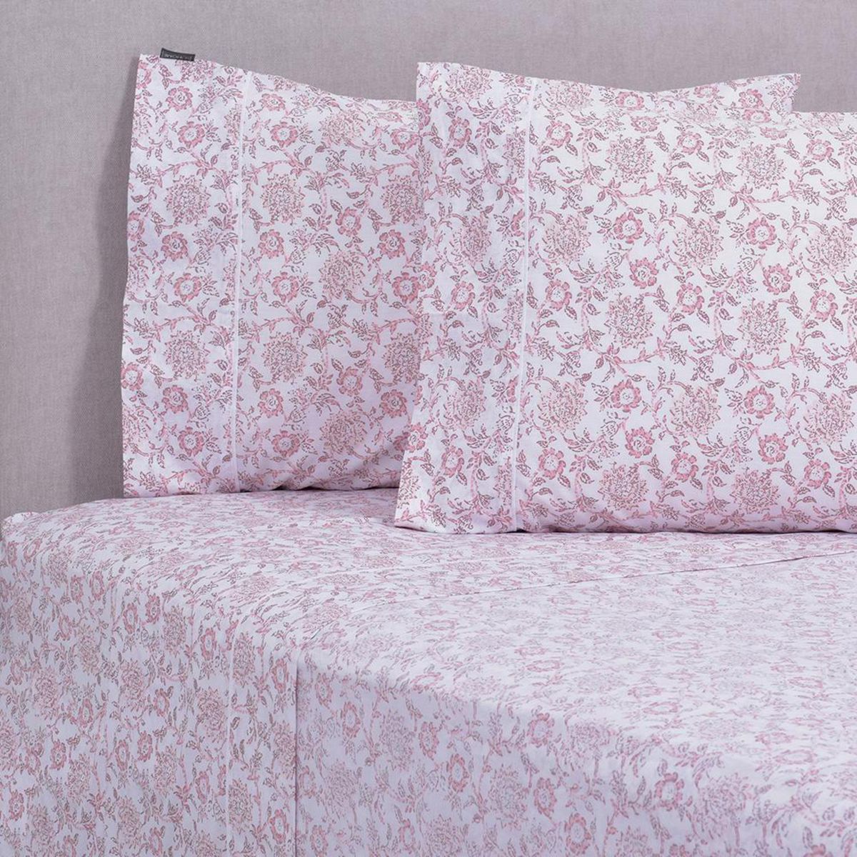 SOHOME - Sábana estampada 180 hilos 2 plazas rosada flower boho.