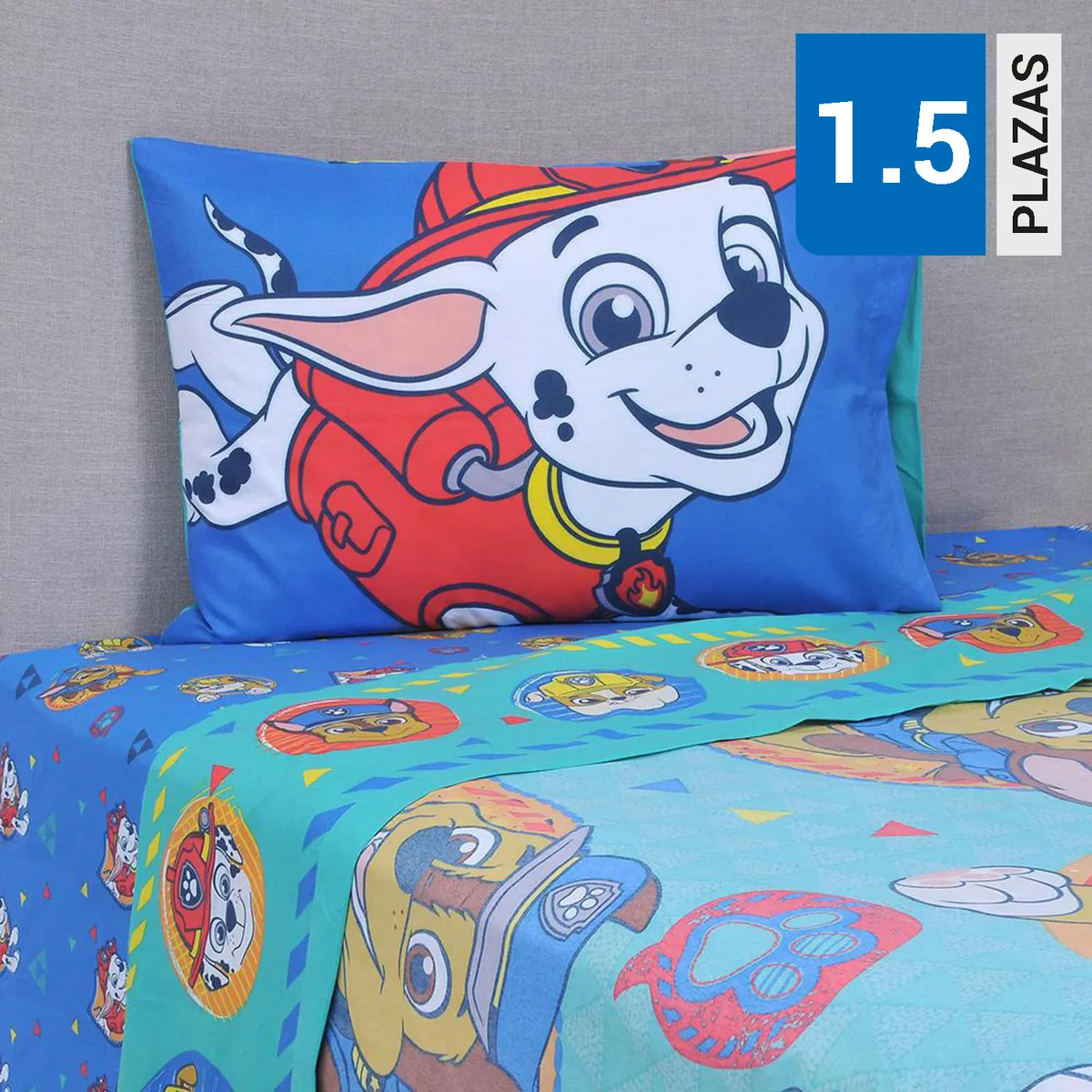 NICKELODEON - Sábana Paw Patrol Niño Triángulo 1.5 plazas Multicolor