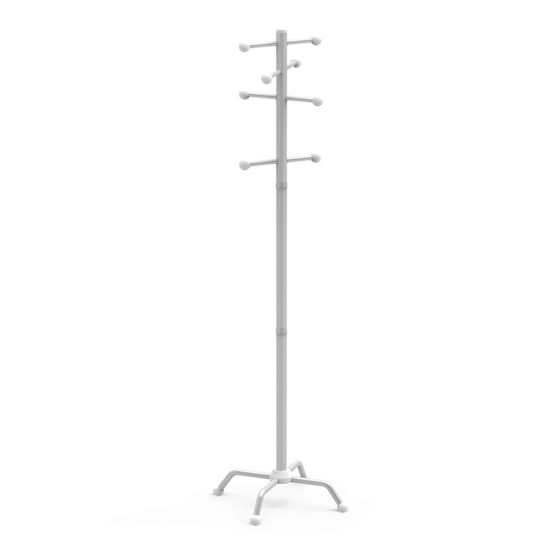 AGM - Perchero con 8 borlas 174 cm Acero Plata/blanco