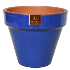 MESTIZA - Macetero Kony de Arcilla 11x9 cm Azul Imperial