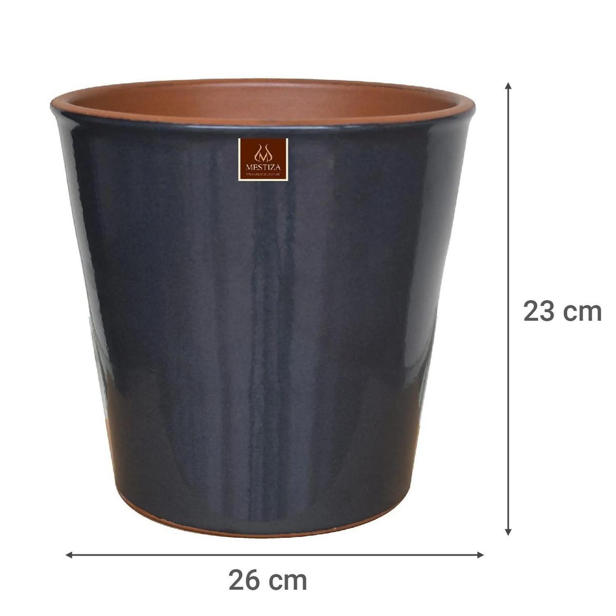 MESTIZA - Macetero Zaia de Arcilla 26x23 cm Grafito