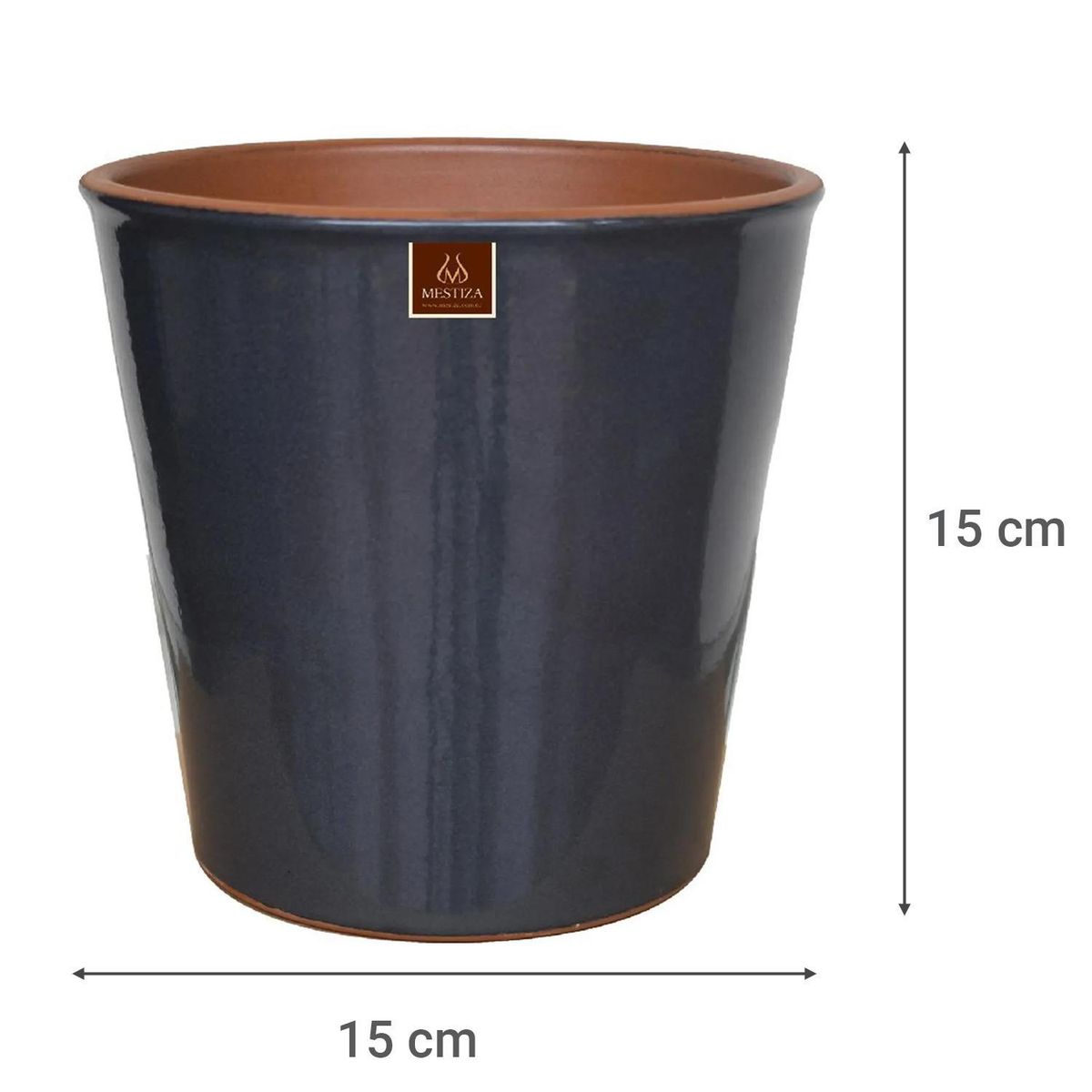 MESTIZA - Macetero Zaia de Arcilla 15x15 cm Grafito