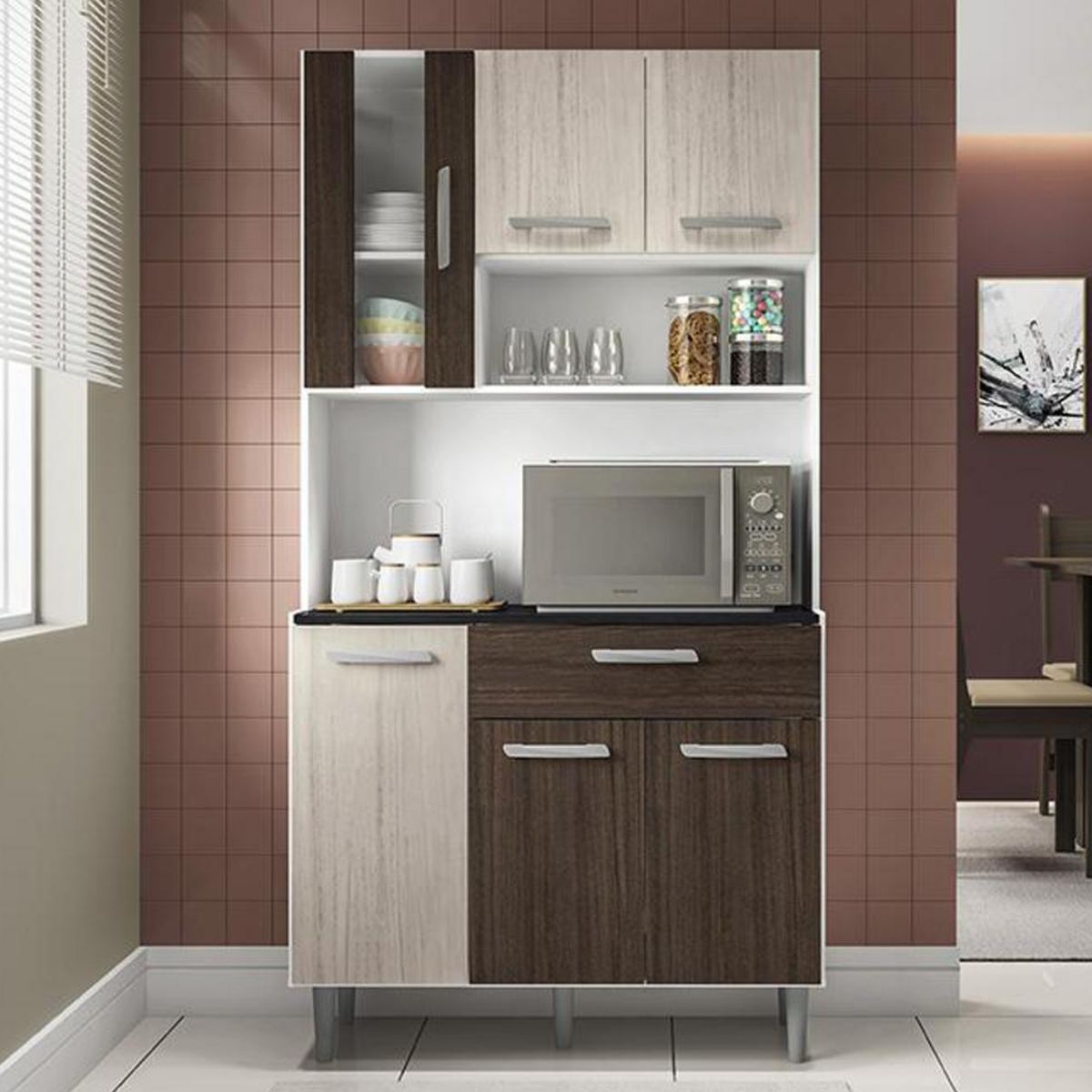 HOME MOBILI - Kit Cocina Phoenia 6 Ptas 1C Beige-Café