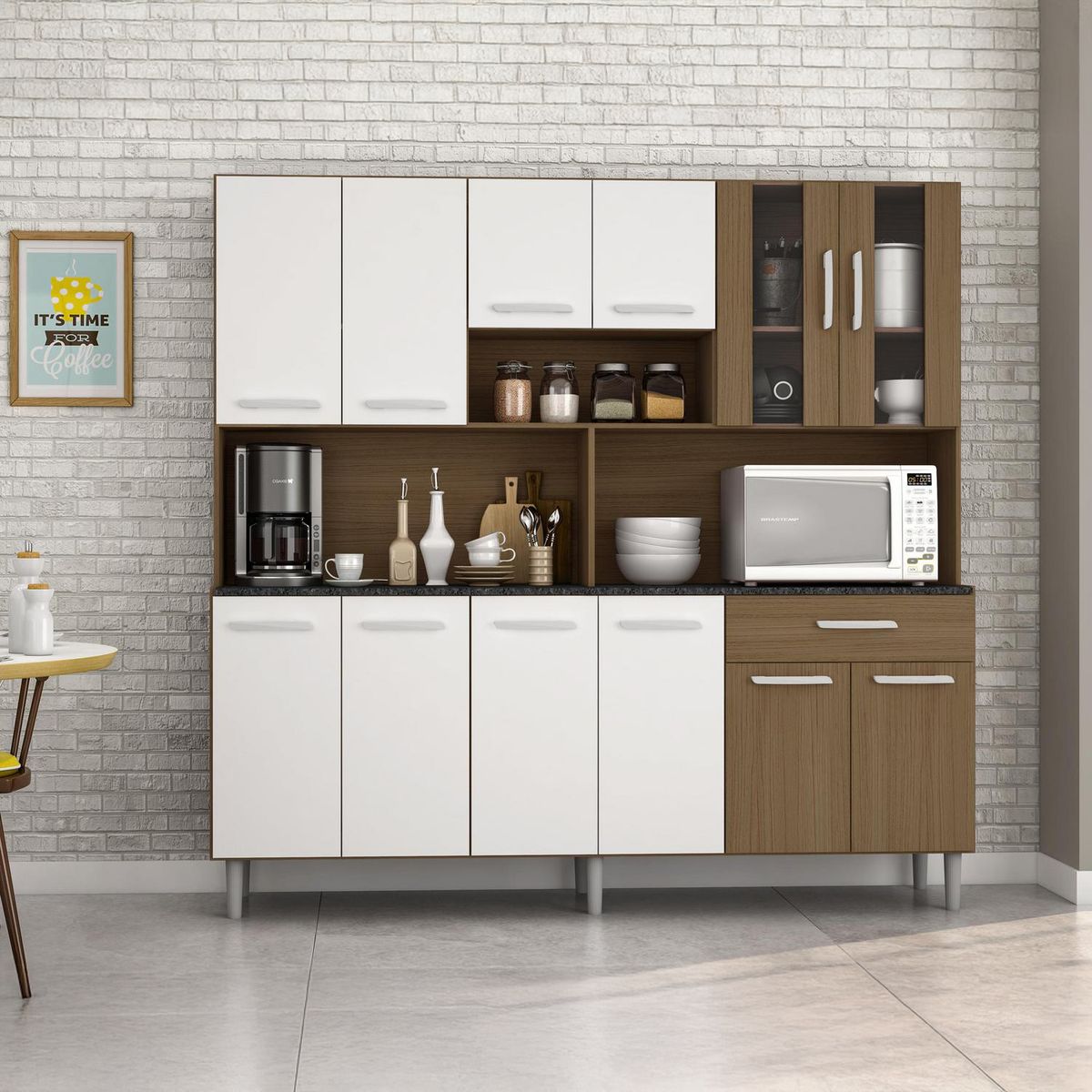 HOME MOBILI - Kit Cocina Pareline 12 ptas 1C Bco- café