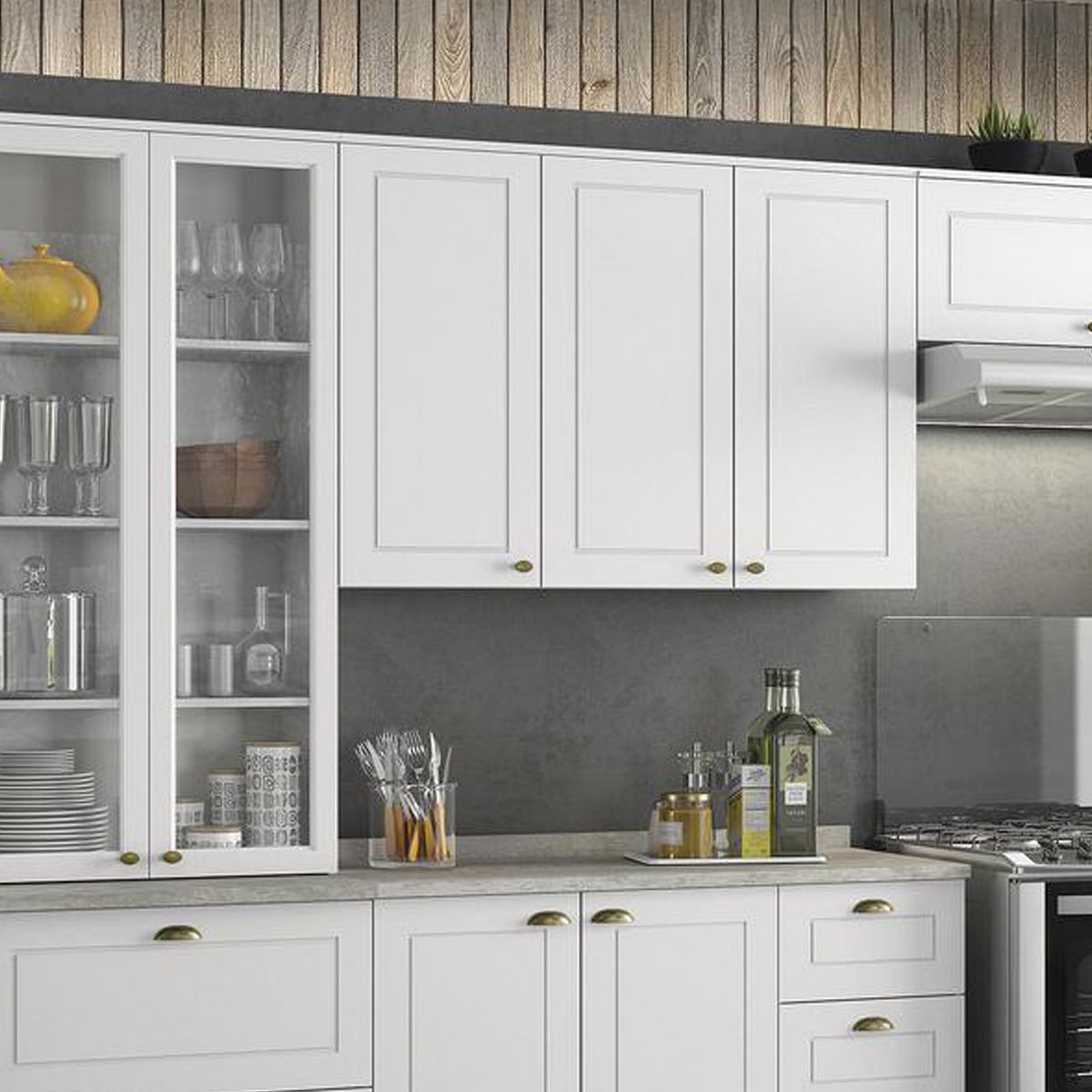 HOME MOBILI - Kit Cocina Paressine 8 Ptas 6C Blanco Calcare