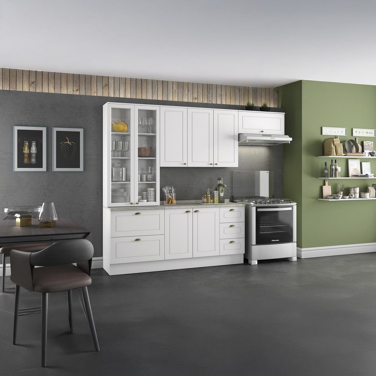 HOME MOBILI - Kit Cocina Paressine 8 Ptas 6C Blanco Calcare