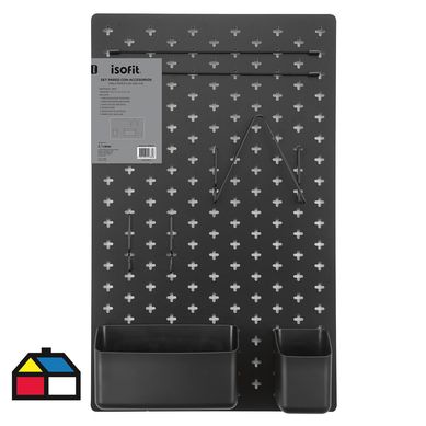 Set pared con accesorios 7 piezas negro