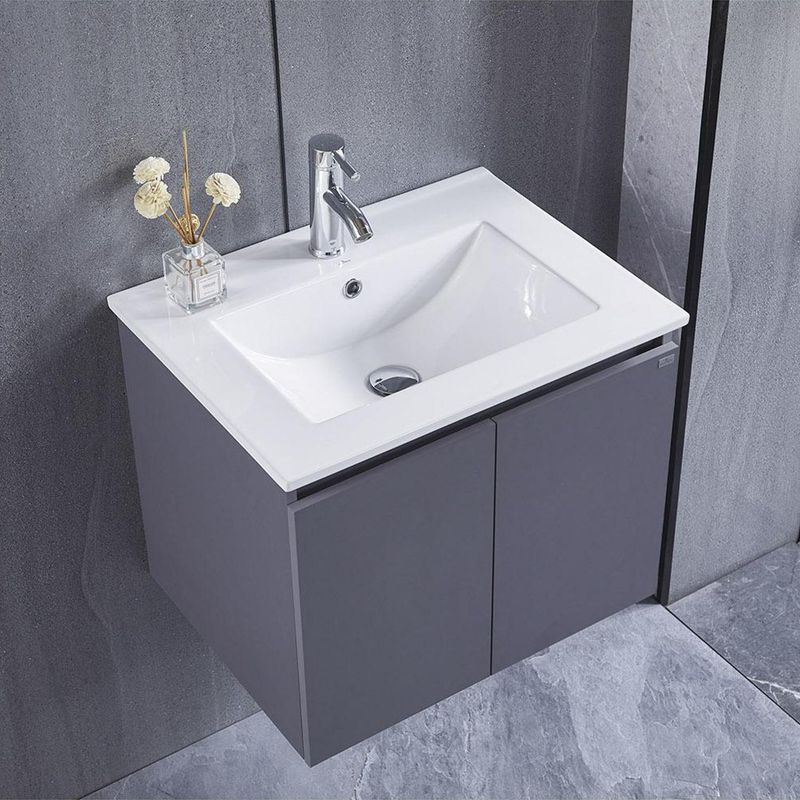 KLIPEN - Mueble lavamanos cerámica c/rebalse, 2 puertas, 60cm silver grey