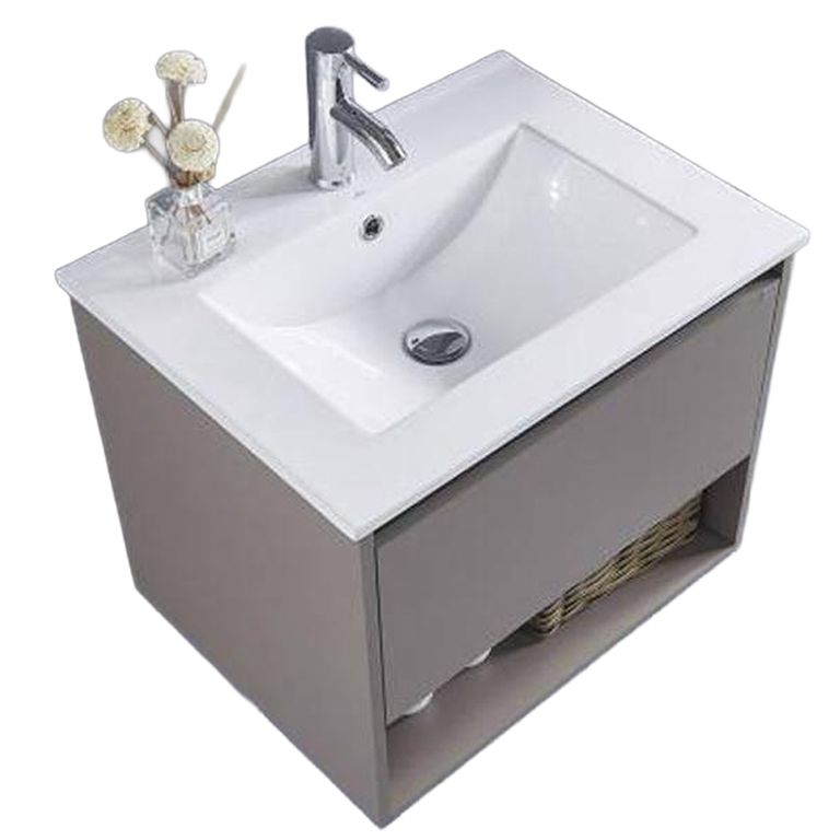 Mueble lavamanos cerámica c/rebalse, 1 cajón, 60cm misty grey matt