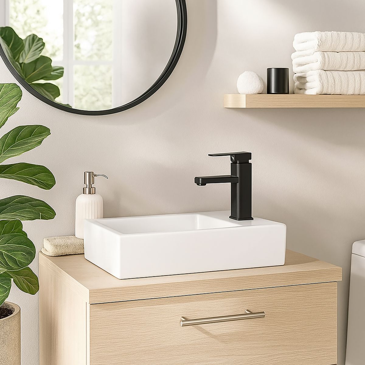 KLIPEN - Lavamanos Sobrepuesto Forma Rectangular Loza 45.5x10x26 cm Blanco