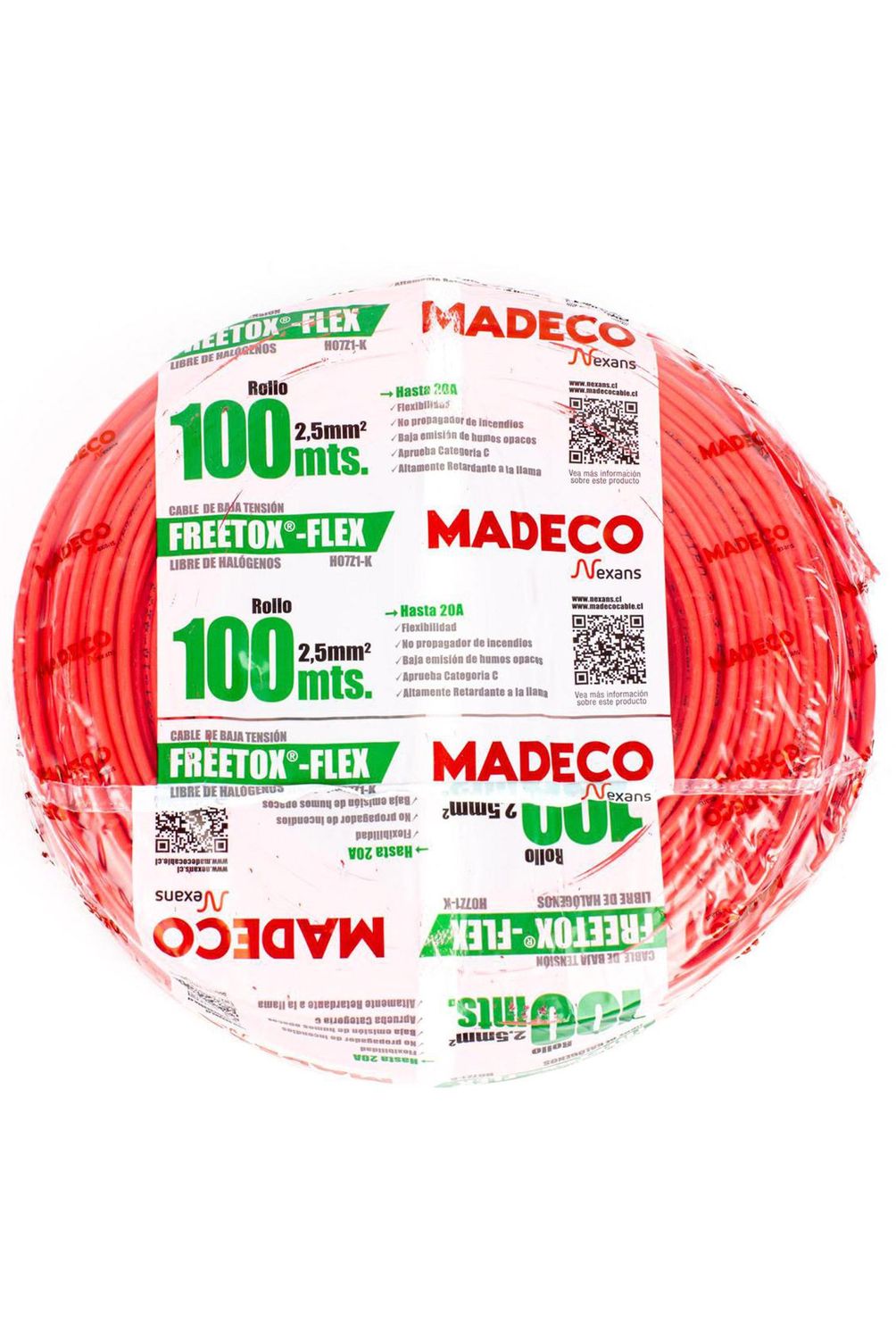 Cable Libre de Halógenos H07Z1-K 1x2,5 mm2 Rojo 100 metro(s