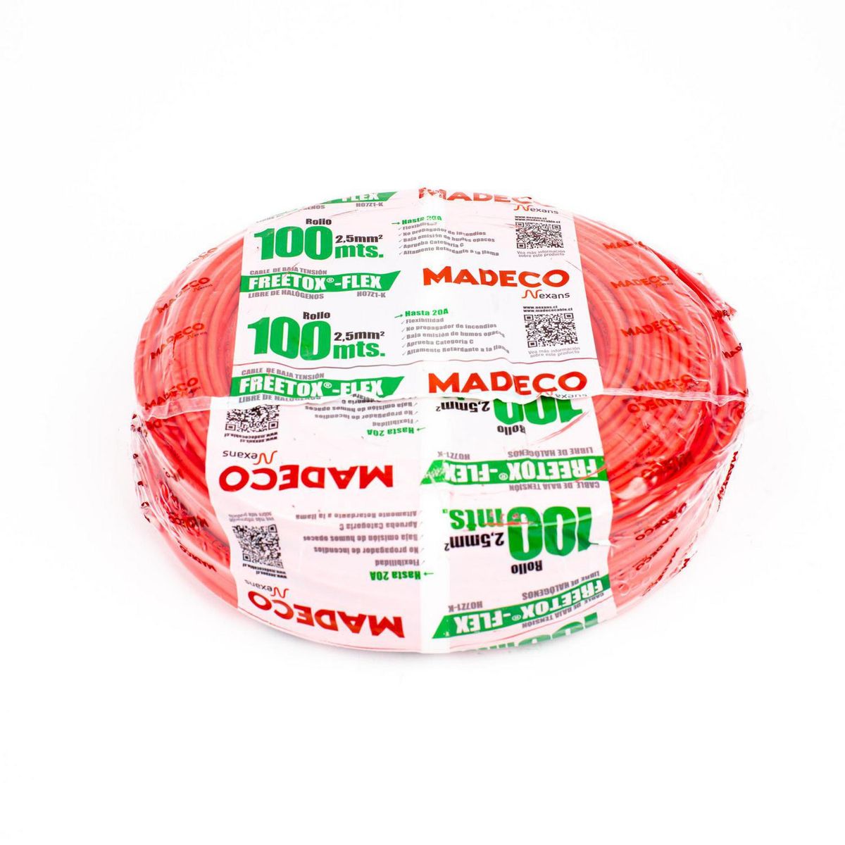 MADECO - Cable Libre de Halógenos H07Z1-K 1x2,5 mm2 Rojo 100 metro(s) 