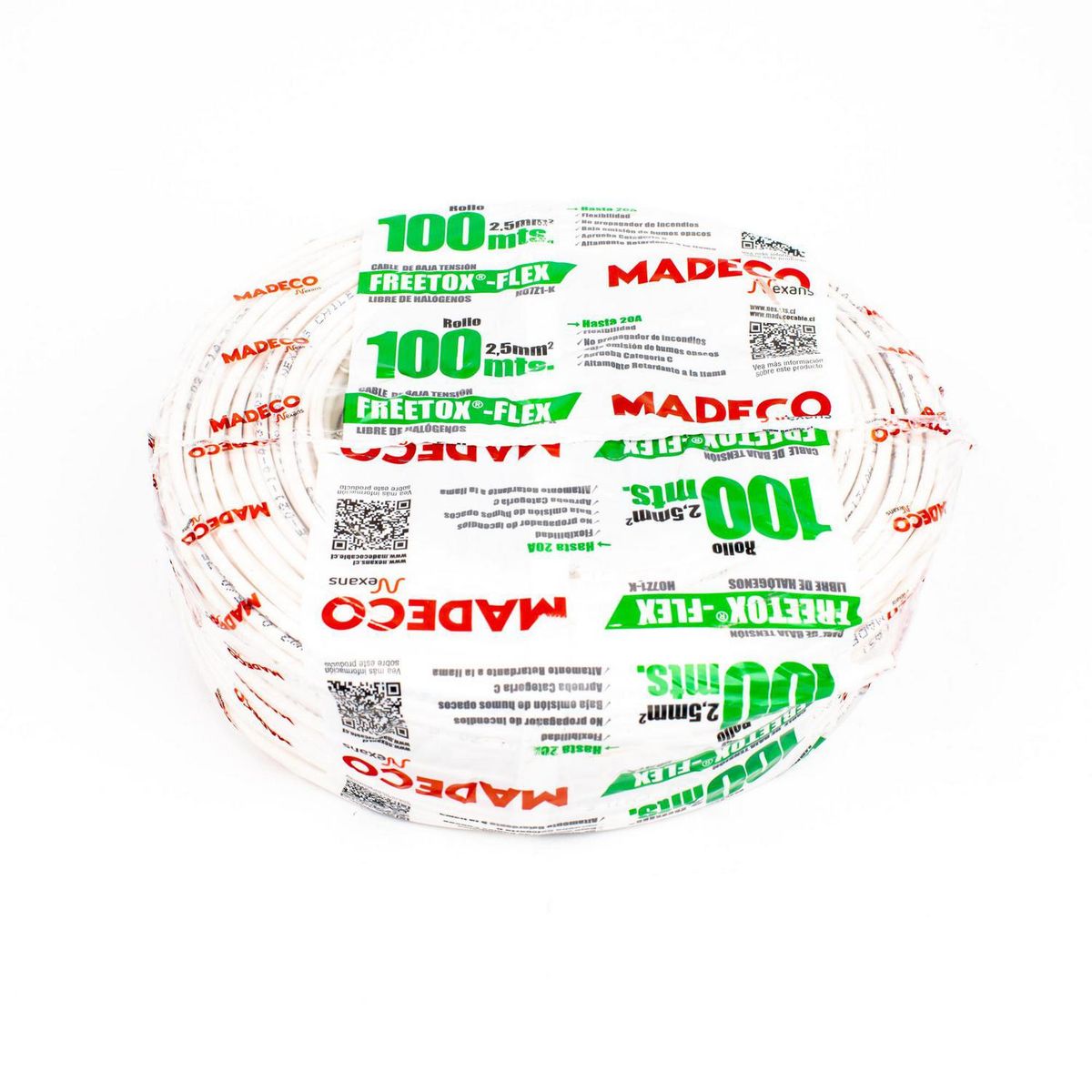 MADECO - Cable Libre de Halógenos H07Z1-K 1x2,5 mm2 Blanco 100 metro(s) 