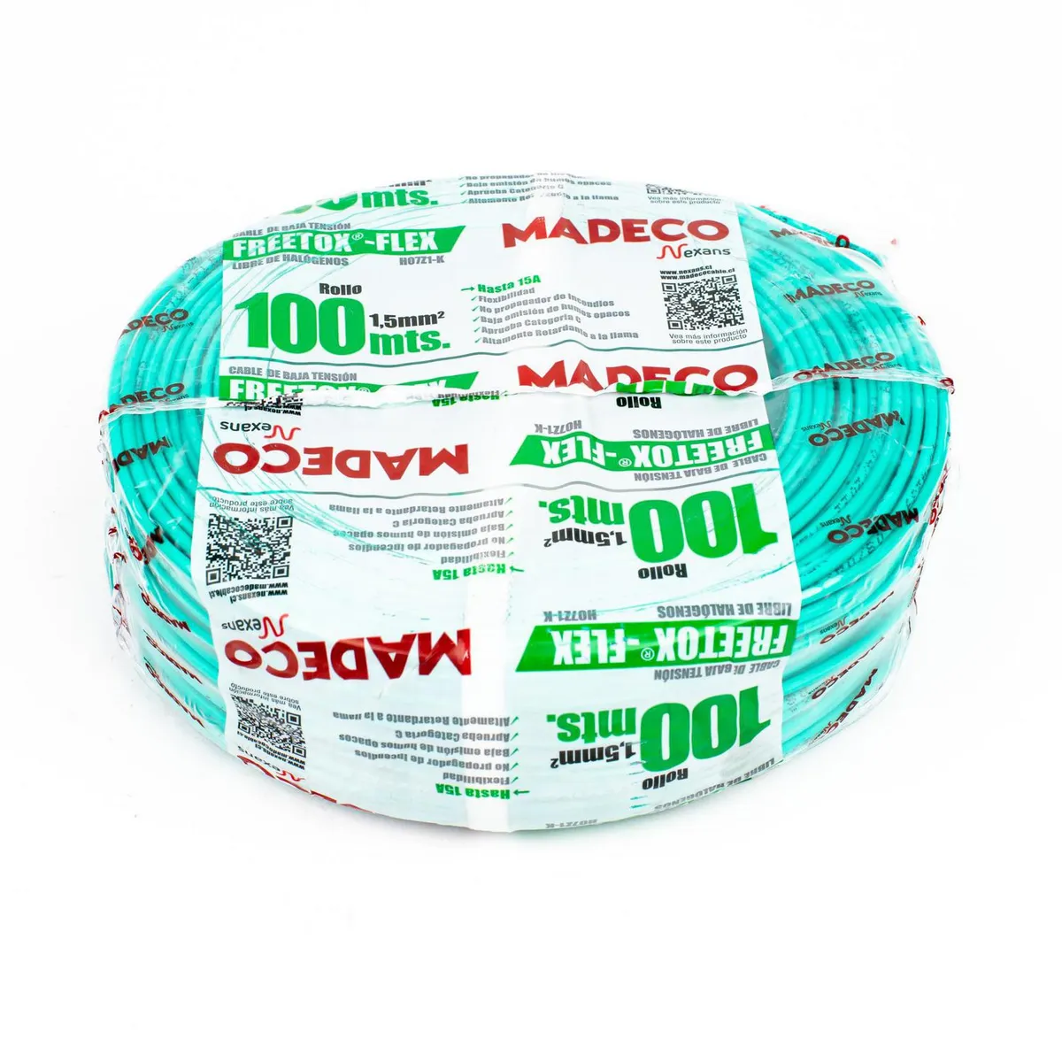 MADECO - Cable Libre de Halógenos H07Z1-K 1x1,5 mm2 Verde 100 metro(s) 