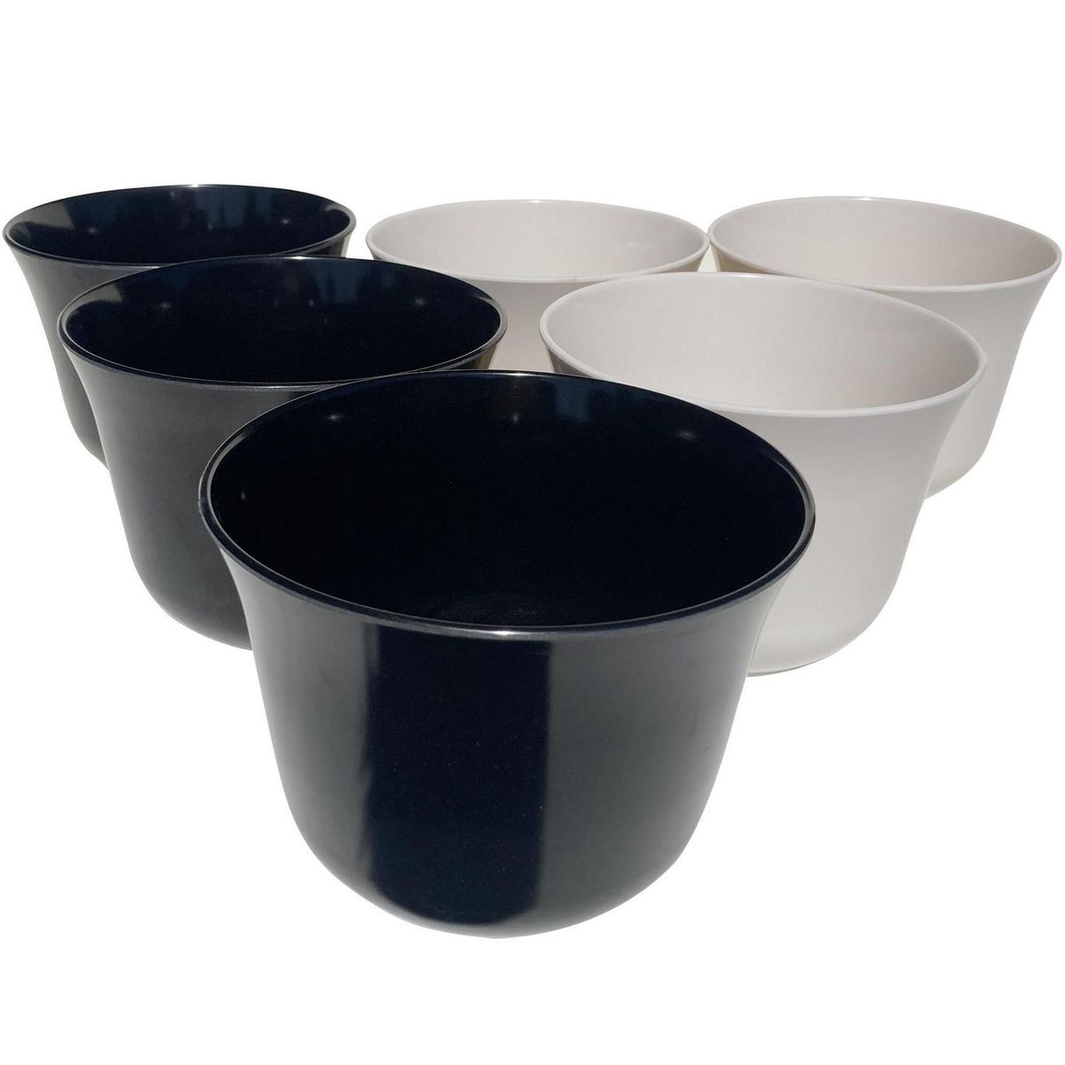DECOGREEN - Set 6 maceteros biodegradable curvos 3 negro y 3 blanco