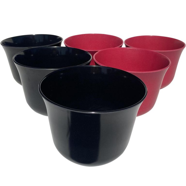 Set 6 maceteros biodegradable curvos 3 negro y 3 purpura