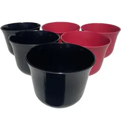 DECOGREEN - Set 6 maceteros biodegradable curvos 3 negro y 3 purpura