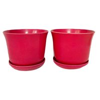 Set 2 Maceteros y Platos Biodegradable de Bambú 16.5x13 cm Rojo
