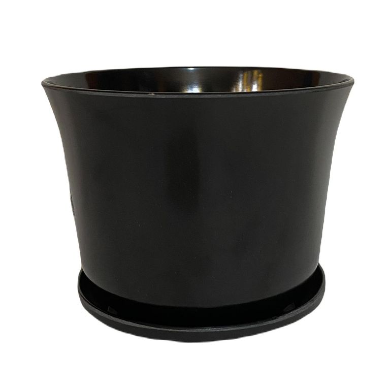 Set Macetero y Plato Biodegradable de Bambú 16.5x13 cm Negro