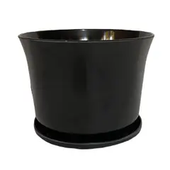 DECOGREEN - Set Macetero y Plato Biodegradable de Bambú 16.5x13 Negro