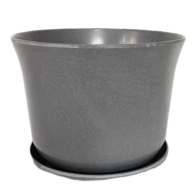 Set Macetero y Plato Biodegradable de Bambú 16.5x13 cm Gris