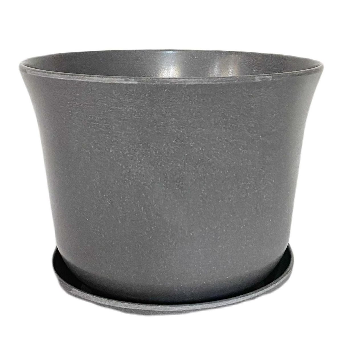 DECOGREEN - Set Macetero y Plato Biodegradable de Bambú 16.5x13 cm Gris