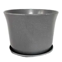 Set Macetero y Plato Biodegradable de Bambú 16.5x13 cm Gris